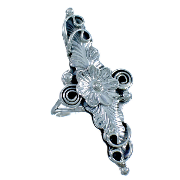 Sterling Silver Flower Leaf Native American Ring Size 6-1/2 DX116245